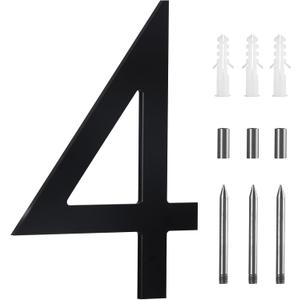 10 Inch Black House Numbers For Outside,Metal Large Modern House Numbers For Outside Floating, Address Numbers For House Black Floating Mount Flush Mount Aluminum Home Address Numbers 4