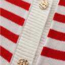 Floerns Women's Striped Long Sleeve Cardigans Button Down Crewneck Fall Outfit Sweaters Outerwear (M)