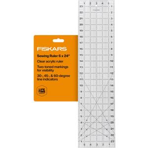 Fiskars 6" x 24" Sewing & Quilting Ruler with Gridlines, Clear/Black