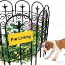 AMAGABELI 8 Panels 24in(H)10ft(L) Decorative Garden Fence No Dig Rustproof Metal Pre-Linking Fence Panels Garden Edging Border Animal Barrier Fencing for Flower Beds Yard Patio Outdoor Decor Black
