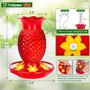 Fchstaer Glass Hummingbird Feeders for Outdoors Hanging 16oz 2 Pack Red Pineapple Bee & Ant Proof 360Perch Leakproof Easy Clean with 6 Feeding Ports Gifts for Mom