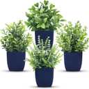 Der Rose 4 Pack Small Fake Plants Artificial Plants Indoor Office Desk Accessories for Aesthetic Room Decor Blue Bathroom Decor
