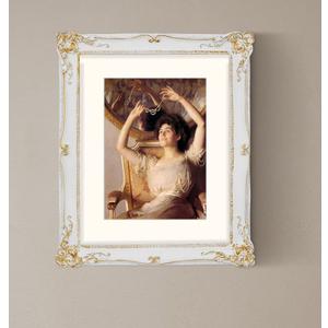 11x14 Picture Frame with Mat for 8x10, Vintage Photo Display for Gallery Wall and Tabletop, Hand-Painted Frame White with Gold Accents, Coastal French Cottage Home Decor