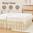 Vocander 2 Layer Bedskirt,Cream Yellow Queen Size Bed Skirt 18 Inch Drop Easy to Put On,Elastic Wrap Around Dust Ruffle for Bed Frame & Mattress,Luxury Bedskirt for Adjustable Bed Microfiber Fabric