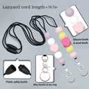 4PCS Cute Lanyards for Id Badges and Keys for Women TeacherDurable Silicone Beaded Breakaway Lanyard with Keychain for Nurse Students Employees Office Worker