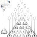 Marspark 16 Pcs Table Number Holders 8'' Metal Place Card Holders Weddings Table Sign Menu Memo Note Picture Photo Round Clip Weighted Base Stand for Anniversaries Birthdays Restaurants(Silver)