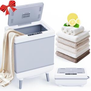 Labiim [Truly Upgrade Foldable] Luxury Towel Warmer, 35L Extra Large Towel Warmer Bucket Fits 4 Oversized 40"x70"Towels, Fast Heat Portable Blanket Heater for Bathroom Spa PJs &More, Pearl White