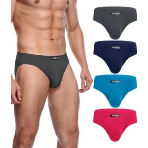 wirarpa Men's Underwear Modal Microfiber Briefs No Fly Covered Waistband Silky Touch Underpants 4 Pack (Medium)