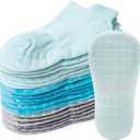 Baby Non Slip Ankle Socks with Grippers for 0 Months-7 Years Old Walking Socks (1-3T, 9-pairs/2402b)