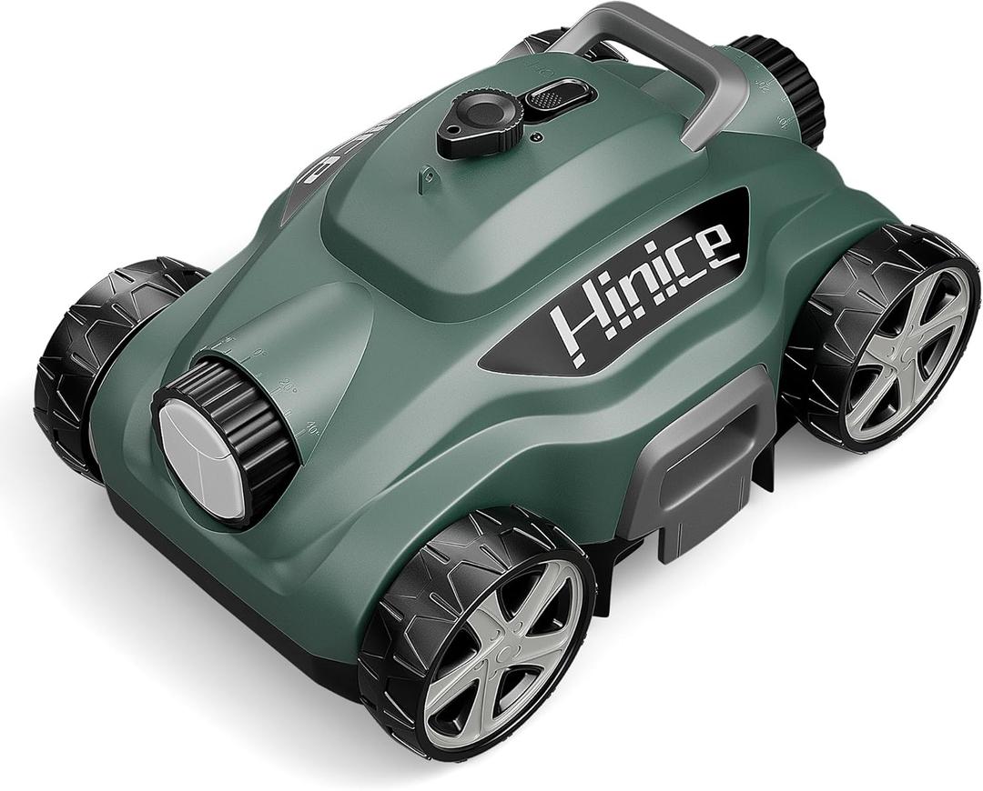 Hinice Pool Cleaner-Cordless Robotic Pool Vacuum for Flat Pool In/Above Ground-Lasts up to 110 minutes-Top Load Filters,Self-Parking,Waterline Cleaning-Perfect for Pools Up to 1076 Sq.ft in Area-Green