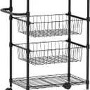 TrailBlaze Kitchen Utility Cart, 4 Tier Rolling Cart, Metal Kitchen Cart On Wheels with Baskets, Wire Shelving Storage Cart, Utility Trolley with Handles for Bathroom Office Laundry