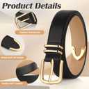 Monoluxe Pack 2 Women Belts for Ladies Jeans Pants with Fashion Faux Leather Gold Buckle (Black&white)