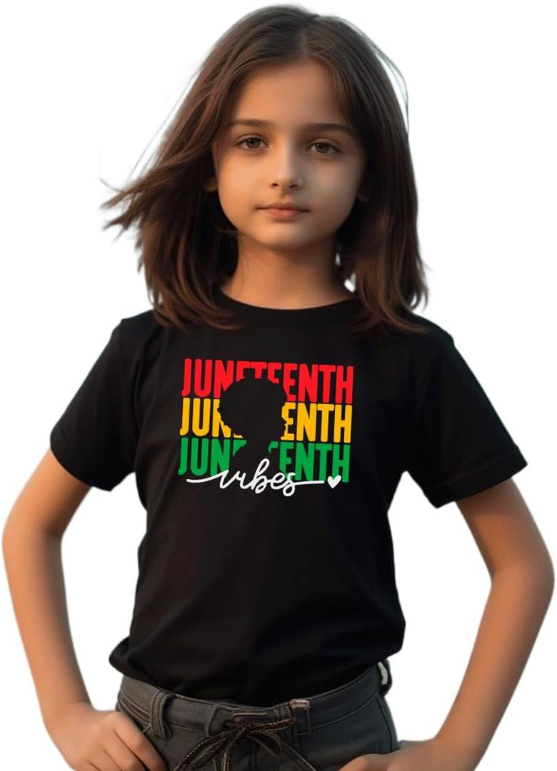 hrcfbk Toddler Baby Boys Girls Juneteenth T-Shirt Short Sleeve Black History Freedom Day Kids Shirt