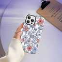 Compatible for iPhone 16 Pro Case, Aesthetic White Flowers Case Compatible with MagSafe, Dual Layer Shockproof Protective Cover for Girls Womens