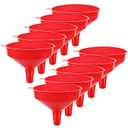 HNBun 10Pcs Plastic Funnel Set, 6.3 Inch Wide Mouth Red Fuel Funnels for Automotive Oil & Gas, Large Multipurpose Tool for Garage, Kitchen, Garden & Fluid Transfer