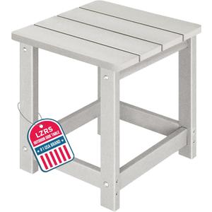 LZRS Square Patio Side Table, Heavy Duty HDPE Outdoor End Table with Wood Texture, Weatherproof Composite Table for Adirondack Chairs, Deck, Pool, Indoor/Outdoor, No Peeling or Cracking(Sand)