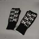 BRUCERIVER Womens Winter Knit Soft Fingerless Mitten Gloves Geometry Design On Top Black One Size