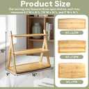 3 Tier Bamboo Serving Tray, Rectangle Serving Platters Tiered Tray Stand, Fruit Cupcake Display Stand Farmhouse Decorative Trays for Appetizers, Snacks, Dessert, Party, Birthday, Wedding