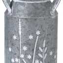 Vintage Galvanized Metal Milk Can, Farmhouse Rustic Flower Pitcher Vase, Decorative Floral Milk Jug Vase for Home Dcor, 10.8H