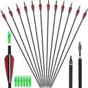 GPP Archery Carbon 30-Inch Targeting/Hunting Arrows Field Points Replaceable Tips for Recuve Bow & Compound Bow (12PK Black)