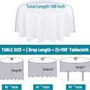 Kesfey 6 Packs Round Tablecloth 108 Inches White Polyester Table Cloths Stain and Wrinkle Resistant Tablecloths for Round Tables Washable Circle Fabric Tablecovers for Wedding Camping Banquet Parties