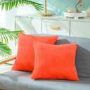 CaliTime Throw Pillow Covers Pack of 2 Comfy Corduroy Corn Striped Waffle Decorative Cushion Cases for Couch Sofa Bed Farmhouse 20 X 20 Inches Living Coral