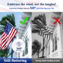 PHITRIC 6 FT Flag Pole Kit, Tangle Free Spinning Weather Resistant Rustproof Stainless Steel Flagpole Suitable for 3x5 Heavy Garden Flag 1" Dia Flag Pole for Outdoor or Outdoor Wall-Mounted Flagpole