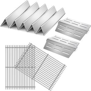Stainless Steel 7524 Grill Grates for Weber Genesis E310 E320 E330 S330 EP-310 with 7620 Flavorizer Bars and 7622 Heat Deflector 19.5” Grill Replacement Parts for Weber 300 Series 7528, 7621