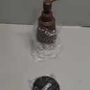 Gaussra Matte Brown Soap Dispenser with Coaster and Stickers, Stainless Steel and Glass Bottle Hand Pump Dispenser, Refillable Liquid Hand Soap Dispenser for Bathroom & Kitchen (11OZ / 320ML)