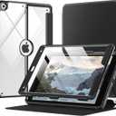 MoKo Case for iPad 9th Generation with Pencil Holder, iPad 8th/7th Gen Case 10.2-inch, Built-in Screen Protector Clear Back, Stain Resistant Multi Angle Viewing Stand, Auto Wake/Sleep, Black