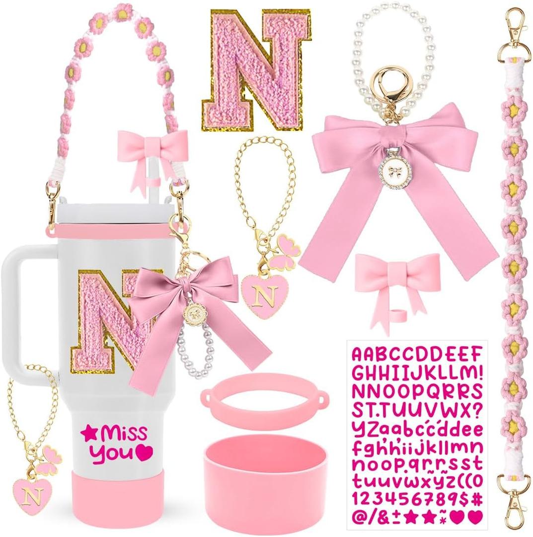 HAIREASON Stanley Cup Accessories Set,8Pcs Cup Accessories Including Straw Topper,Boot,Cup Charm,Stickers and Other Accessories,Suitable Accessories for Stanley