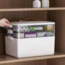 3-Tier Medicine Storage Box Cabinet, Empty First Aid Kit Portable Medical Supply Organizer with Leather Handle for Home