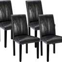 VECELO Upholstered Dining Chairs Set of 4, Modern PU Leather and Solid Wood Legs & High Back,Parsons for Kitchen/Living Room- Black