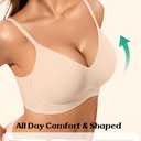 LetsJoli Jelly Bras for Women 2026 No Underwire Wireless Tshirt Bra Push Up Seamless Bralettes w Support (Beige, M)