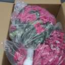 BLOSMON Faux Geraniums for Outdoor Planters, Set of 2, with Stake, Hot Pink | 29 x 19.7 Inches, Large, Topiary Trees Artificial, Fake Silk Flower Bushes for Front Porch, Outside Garden, Entryway Decor