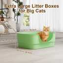 Extra Large Cat Litter Box for Big Cats - High Sides & Low Enter Design, 23.43x16.73x8.46 Inches Spacious Anti-Spill Pet Toilet（Green）