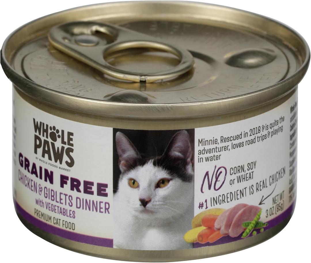 Whole Paws, Grain-Free Wet Cat Food, Chicken & Giblet Loaf Dinner with Vegetables, 3 Ounce, Best By: APR 27 2028