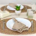 Chardin home Jute Braided Oval PLACEMAT (Set of 4) | Boho Table mats | Artisanally Woven Rustic Table Linen | Color - Natural Jute. (13''x19'')