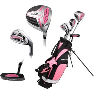 Precise XD-J Junior Complete Golf Club Set for Children Kids - 3 Age Groups Boys & Girls - Right Hand & Left Hand! (Pink Ages 6-8, Left Hand)