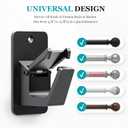 Adhesive No Drill Curtain Rod Brackets - Heavy Duty 30LB Holders for Bathroom Bedroom Kitchen, Universal Damage-Free Window Rod Hooks with Nail-Free Installation (4PC Black)