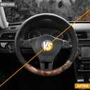 Mossy Oak Full Camo Steering Wheel Cover - Made from Premium Leather, Universal Fit for 14 1/2 to 15 inches - Official Licensed Product - Black Color