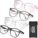 OXG 4 Pack Anti-Fog Safety Glasses, Z87.1+ Stylish Safety Goggles - Blue Light Blocking Protective Eyewear for Nurse (Leopard+pink+clear+black)