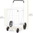 Whitmor Deluxe Utility Foldable Shopping Cart with Wheels, 100 Lb Capacity, Heavy Duty Grocery Cart with Steel Frame, Foam Handle, Rolling Folding Utility Trolley for Grocery, Laundry, Travel, White
