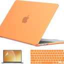 EooCoo Case Compatible with MacBook Air 15 inch M5 2026 2025-2023 Release M4 M3 M2 Model A3448 A3241 A3114 A2941, Plastic Hard Shell Case & Keyboard Cover & Screen Protector, Matte Orange