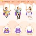 3-in-1 Toddler Swing Set, Foldable Baby Swing Set for Indoor & Outdoor | Heavy Duty Baby Swing with Stand for Ages 6 Months to 10 Years Old, Easy to Assemble and Store (Purple)