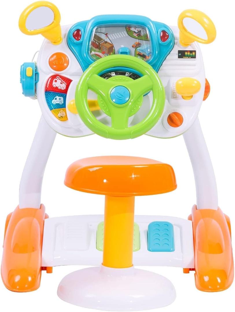 COLOR TREE Kids Pretend Ride on Toy,Steering Wheel Driving Simulate Toys for Toddlers