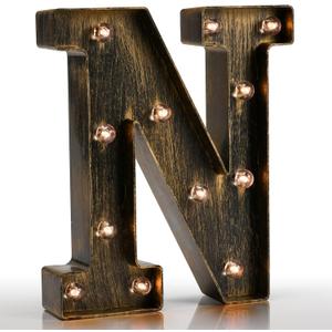 Pooqla Vintage Light Up Marquee Letters with Lights  Illuminated Industrial Style Lighted Alphabet Letter Signs - Coffee Bar Apartment Bedroom Wall Home Initials Decor A-Z