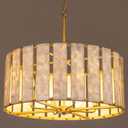 Wellmet 24" Coastal Chandelier with Capiz Shell, Gold Drum Lighting Fixture, Large