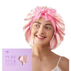 LitBear 100% Mulberry Silk Bonnet for Sleeping Women, 6A 22 Momme, Large Double-Layer Hair Wrap with Tie Band
