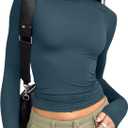 Trendy Queen Womens Long Sleeve T Shirts Fall Fashion 2026 Basic Crop Tops Going Out Outfits Y2k Clothes, XL